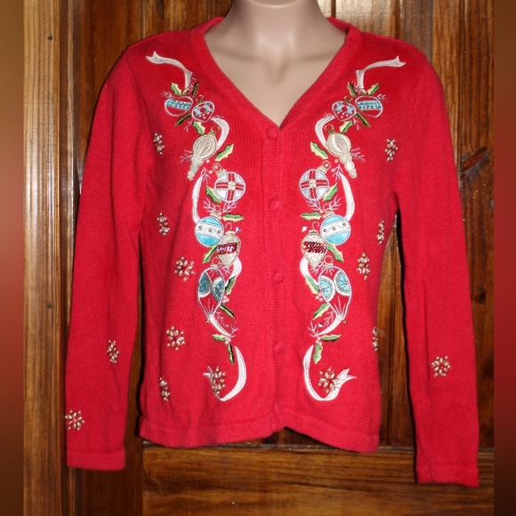 Bechamel Ladies Embroidered Pearl & Sequins Christmas Sweater - Picture 1 of 7